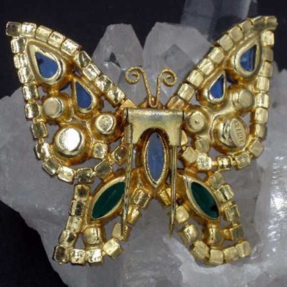 Rare Vintage Kramer Rhinestone Butterfly Fur Clip - Picture 5 of 7